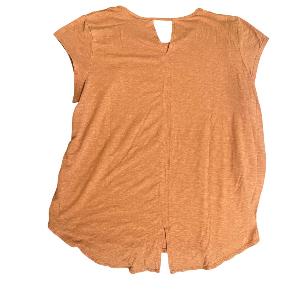 Sigrid Olsen Top Womens Large Orange Excellent Slub Knit Split Back Keyhole Cap - Picture 2 of 7